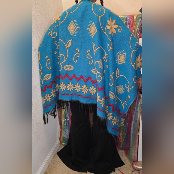 Turquoise Shawl Kimono Tribal - Picture 2 of 3